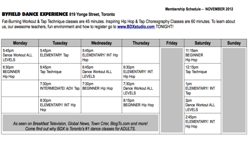 Toronto tap dance class schedule at Byfield Dance Experience